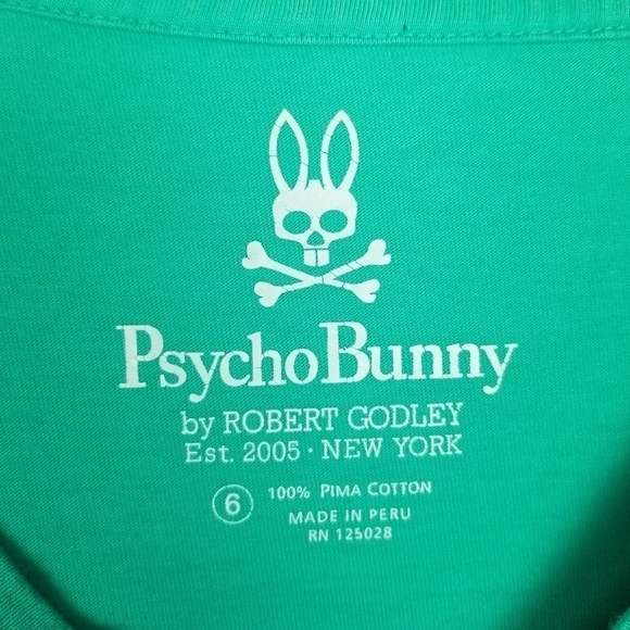 Psycho Bunny Men's Size 6 Pima Cotton V Neck T Shirt Tee Embroidered Logo - Picture 6 of 8